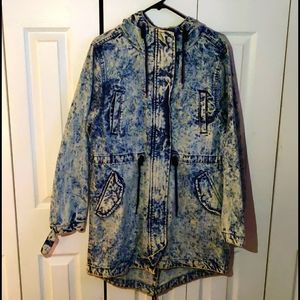 Acid Wash Long Fashion Jean Jacket with Hood 👀